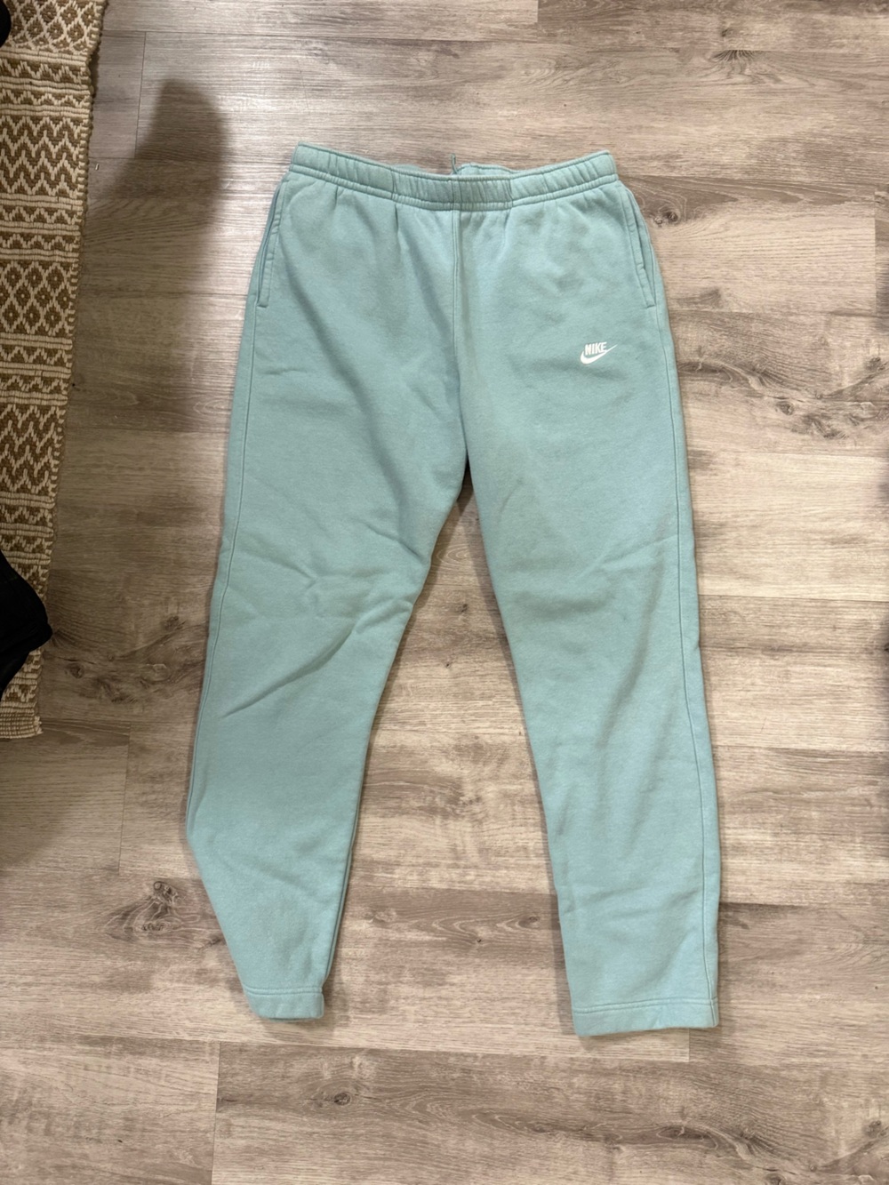 Nike Seafoam Green Fleece Joggers with White Swoosh